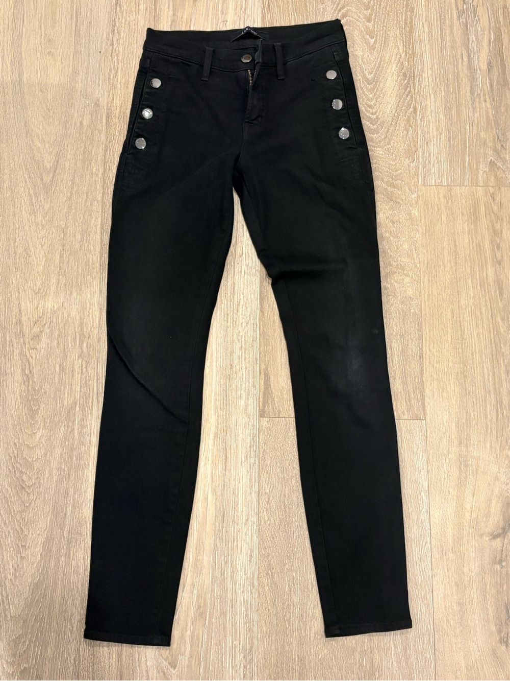 J Brand Black High-Rise Button Accent Jeans